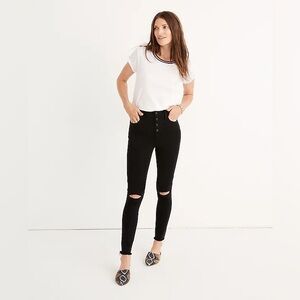 Madewell 10" High-Rise Roadtripper Jeggings: Button-Front Edition in black